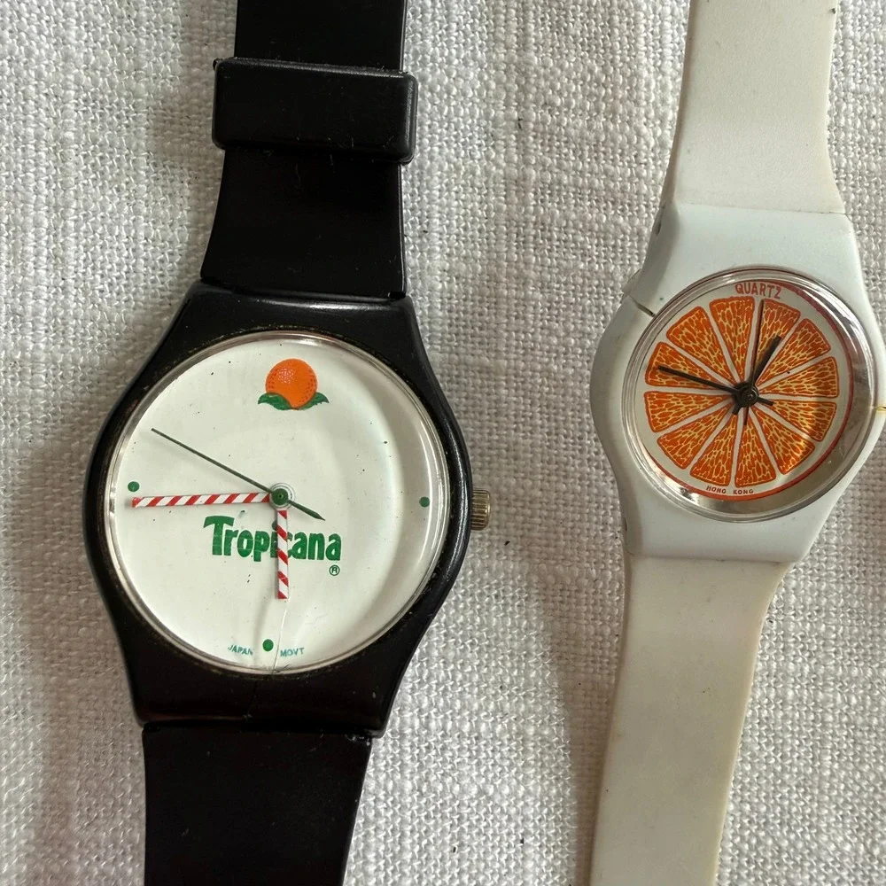 Vintage Tropicana Orange Juice Watch Lot 4pc Retro Citrus Promotional Quartz